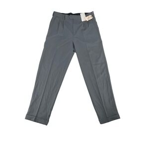 Bagazio Dress Pants 36/32 Gray New Pleated Cuffed Formal Trousers